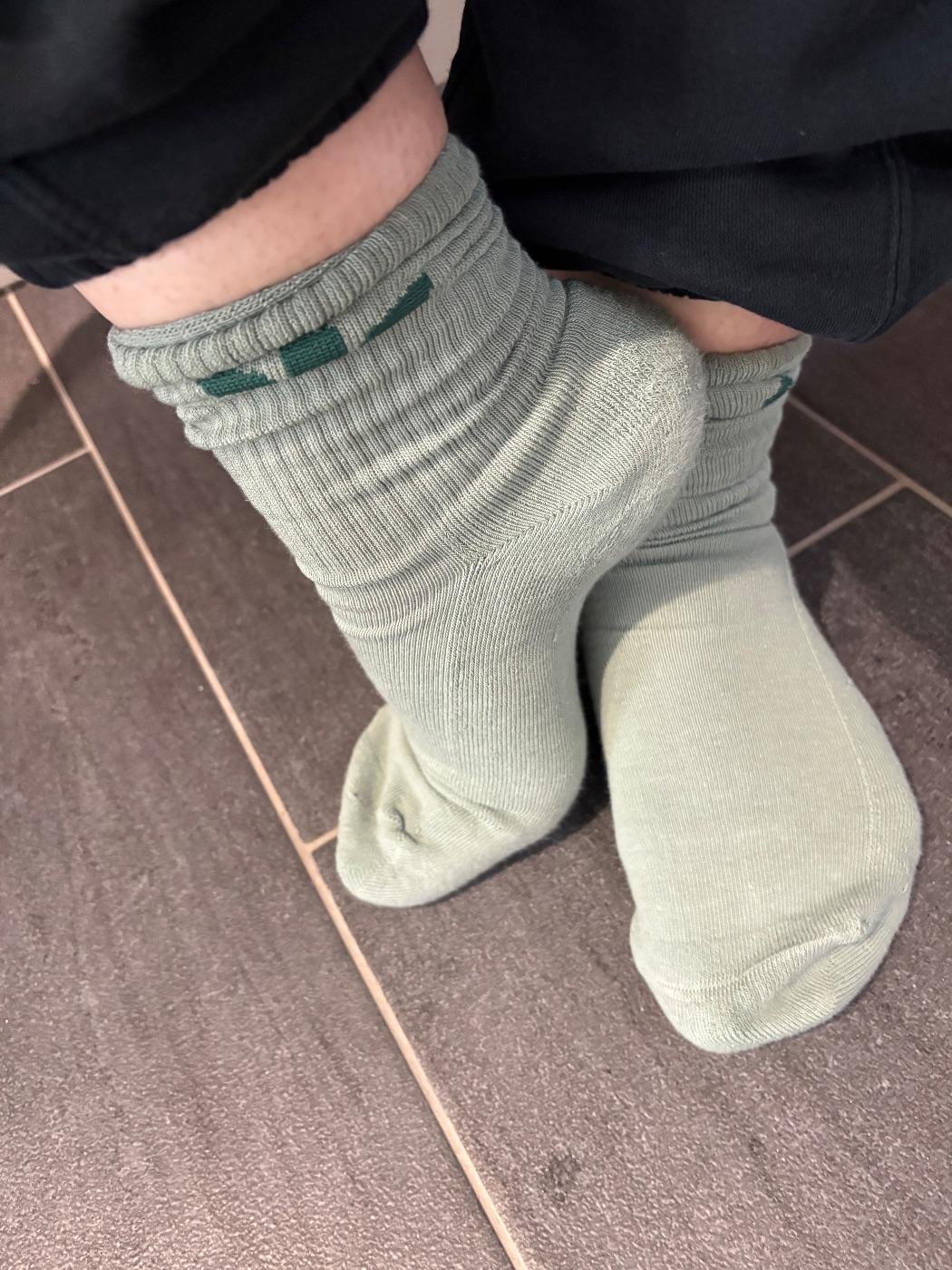Green workout socks – used women's socks worn by Lucy Lolliepop, a verified UK seller