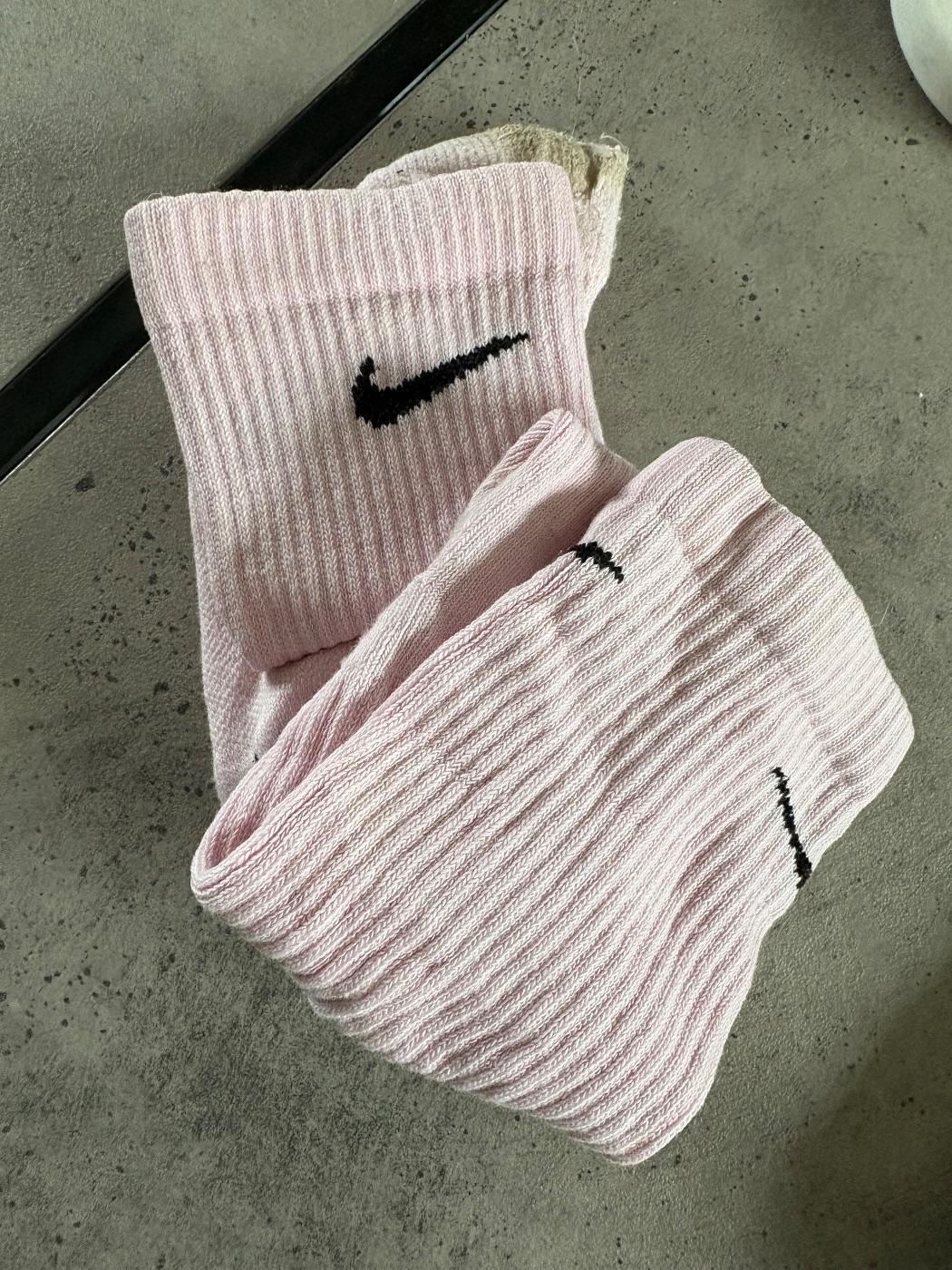 Well worn pink Nike socks size 6 (these have seen some serious hard work) – used women's socks worn by Lucy Lolliepop, a verified UK seller